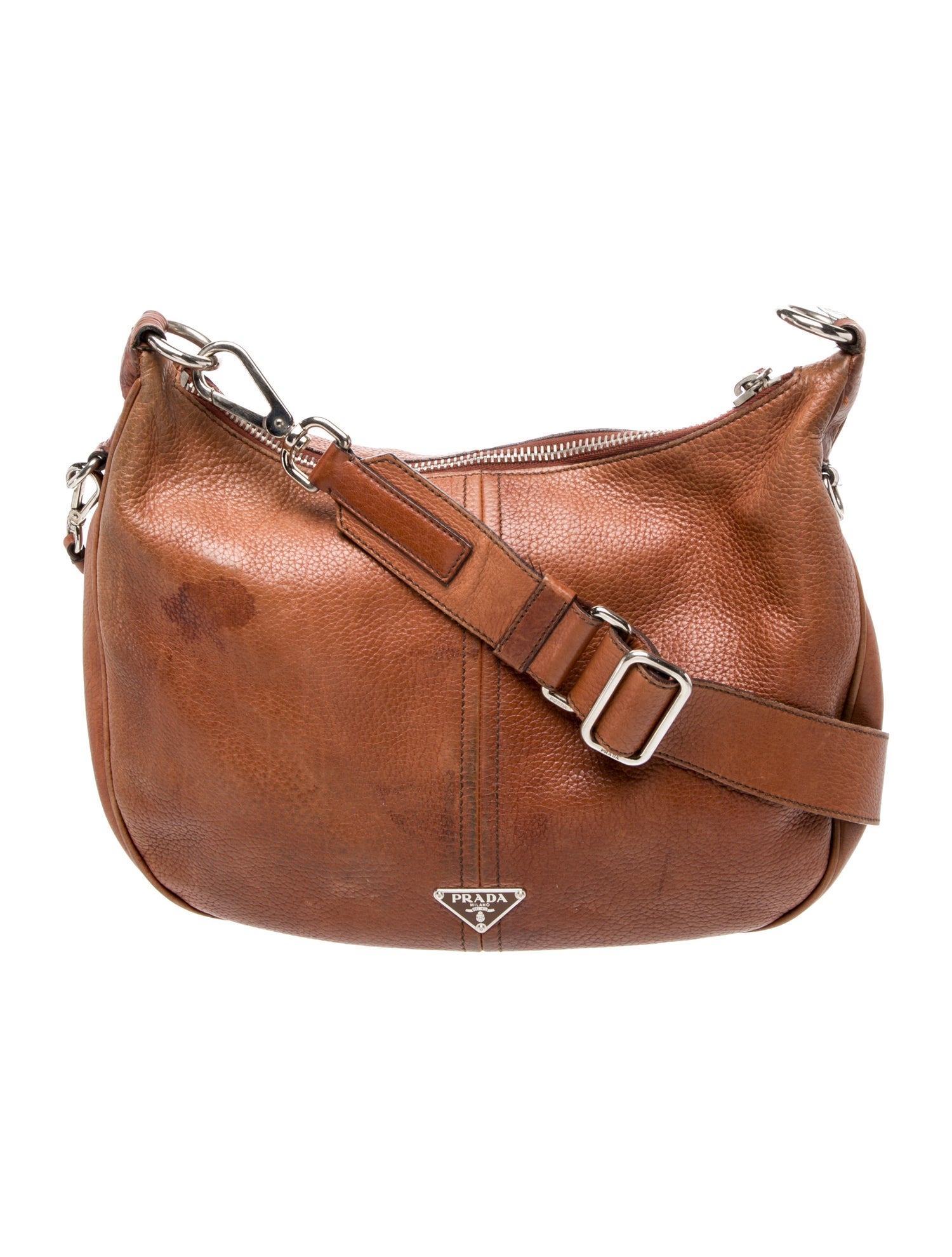 Prada Enameled Metal Triangle Messenger Bag